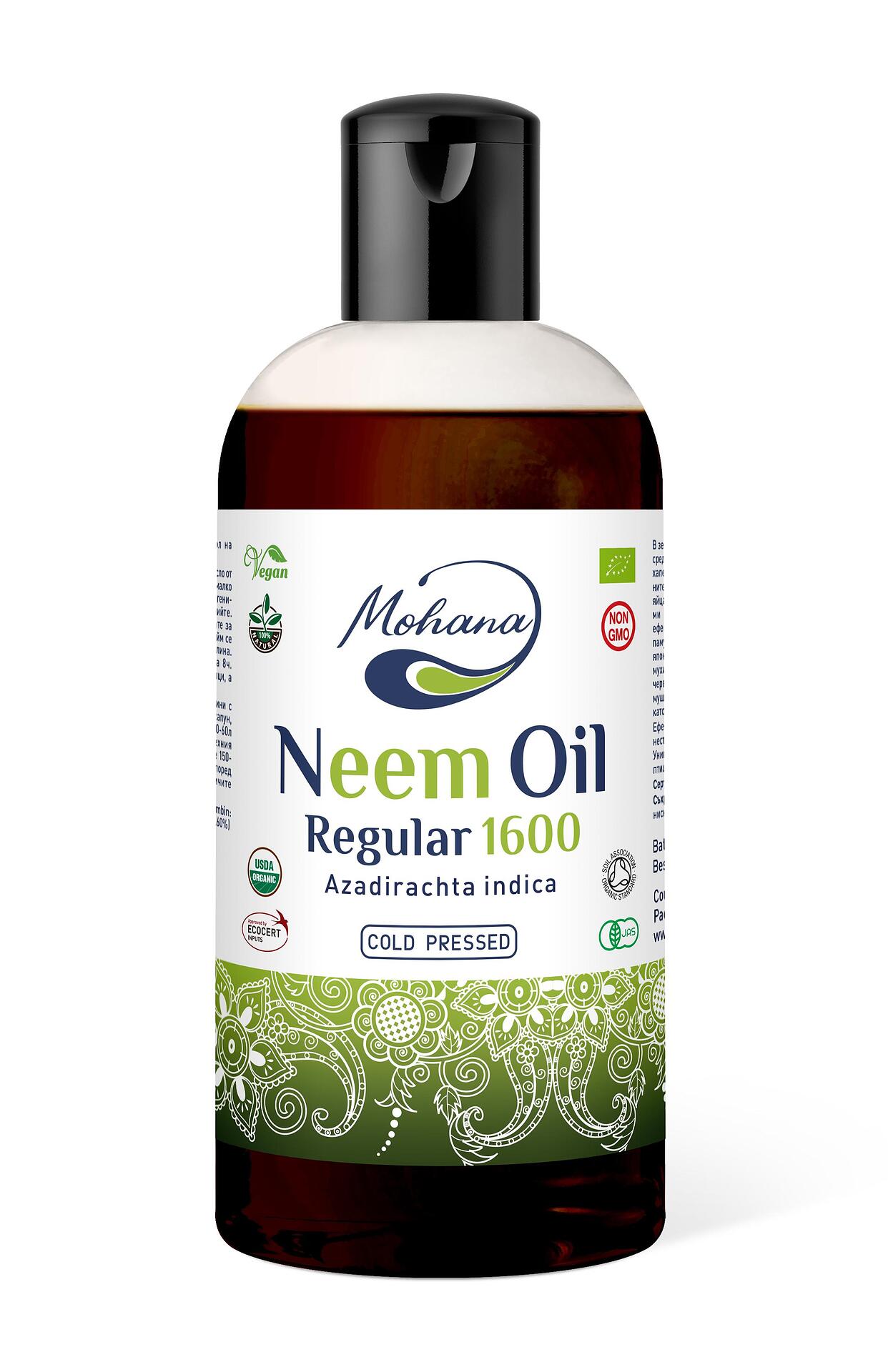 Neem oil, БИО Студено пресовано масло от Нийм, Мохана Neem Regular 1600 ppm