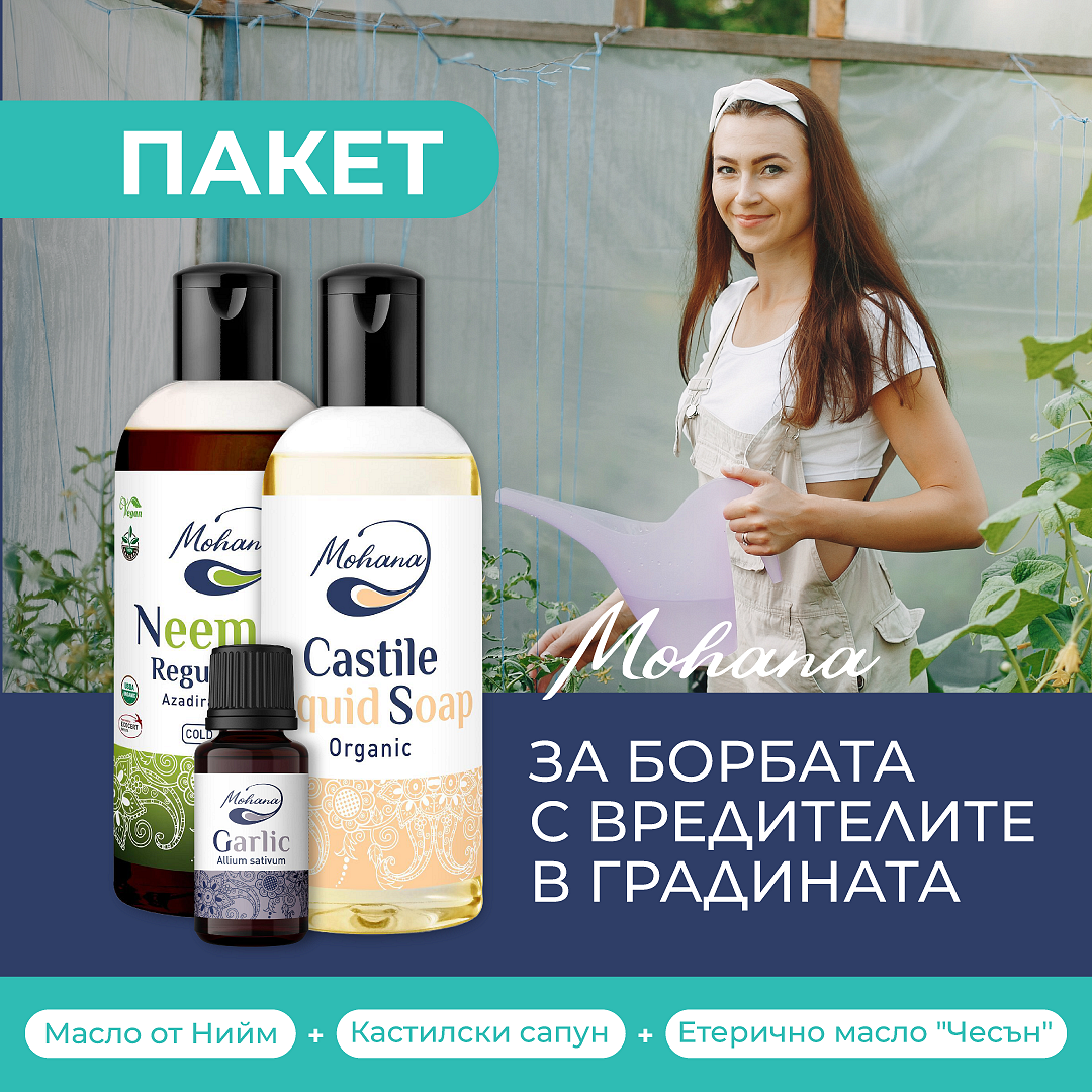Промо пакет био нийм (virgin neem oil), Кастилски сапун био и чесън етерично масло