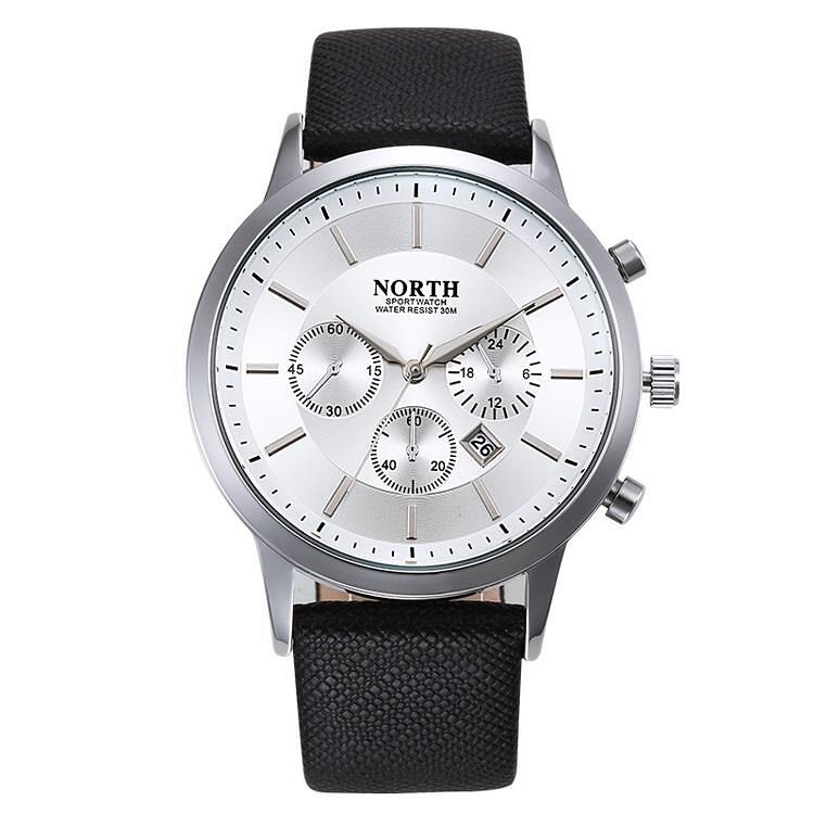 Мъжки часовник North 6009, черен/бял