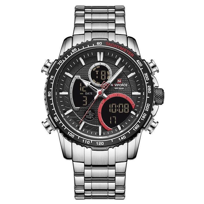 Мъжки часовник NaviForce Chrome 9182, сребрист/черен