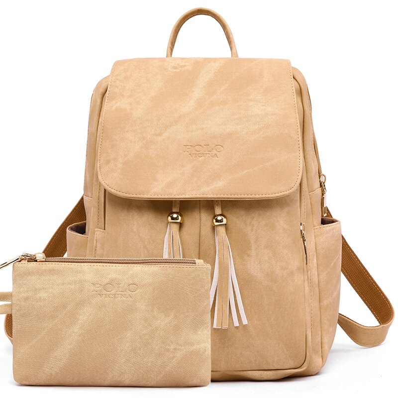 Дамска раница с портфейл Vicuna Polo Sunrose V3001, бежова