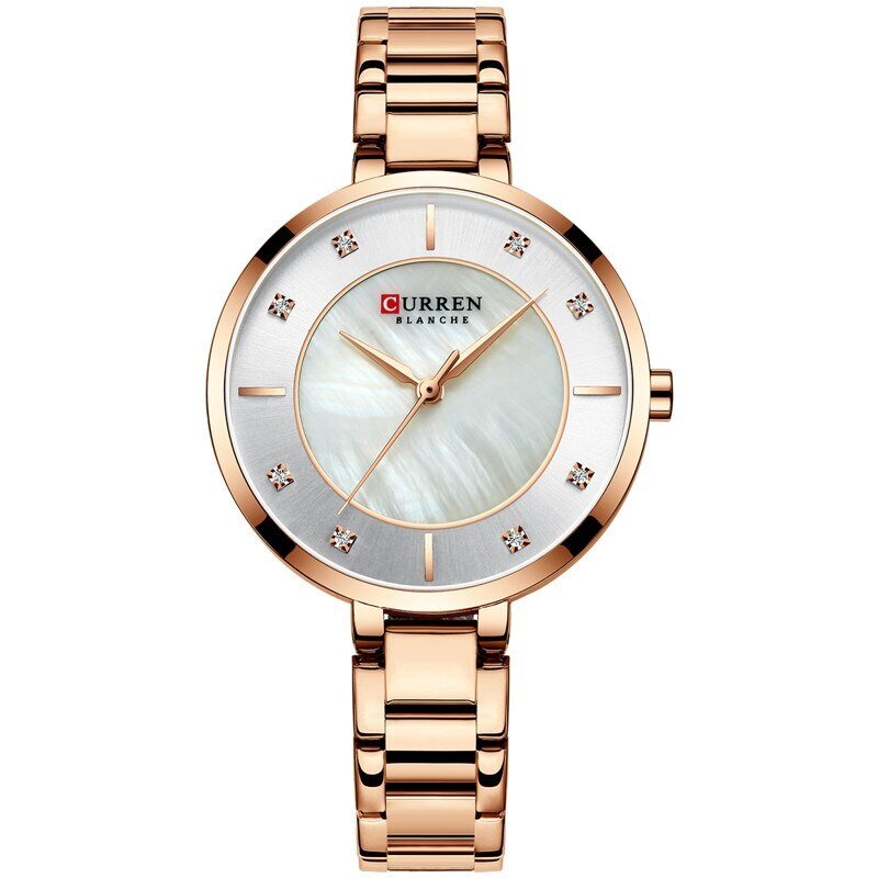 Дамски часовник Curren Crystal Blanche 9051, розово злато/бял