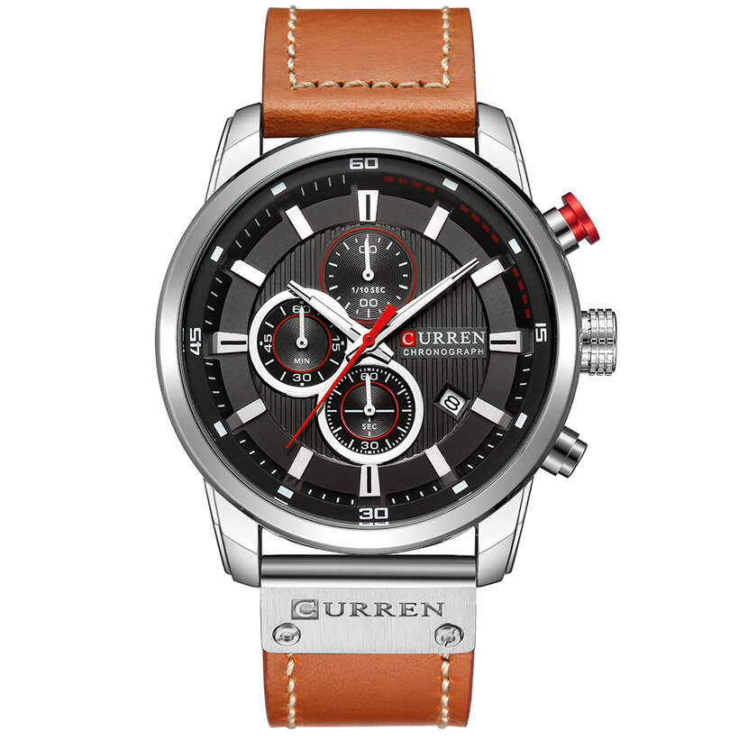 Мъжки часовник Curren Chrono 8291, кафяв/сребрист