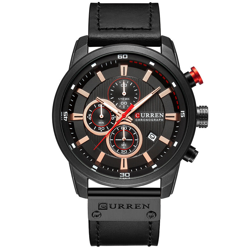 Мъжки часовник Curren Chrono 8291, черен/розово злато