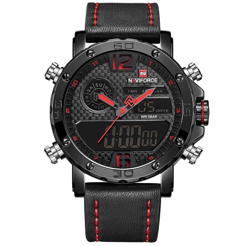 Мъжки часовник NaviForce Evection 9134, черен/червен