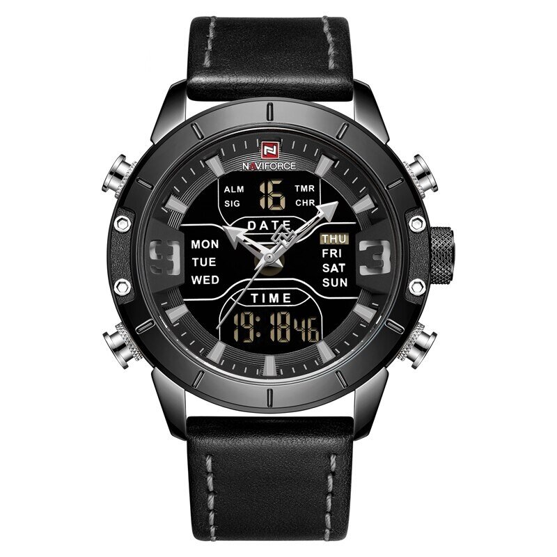 Мъжки часовник NaviForce Stirious Leather 9153L, черен