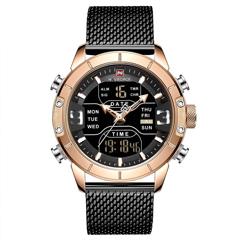 Мъжки часовник NaviForce Stirious 9153S, черен/златист