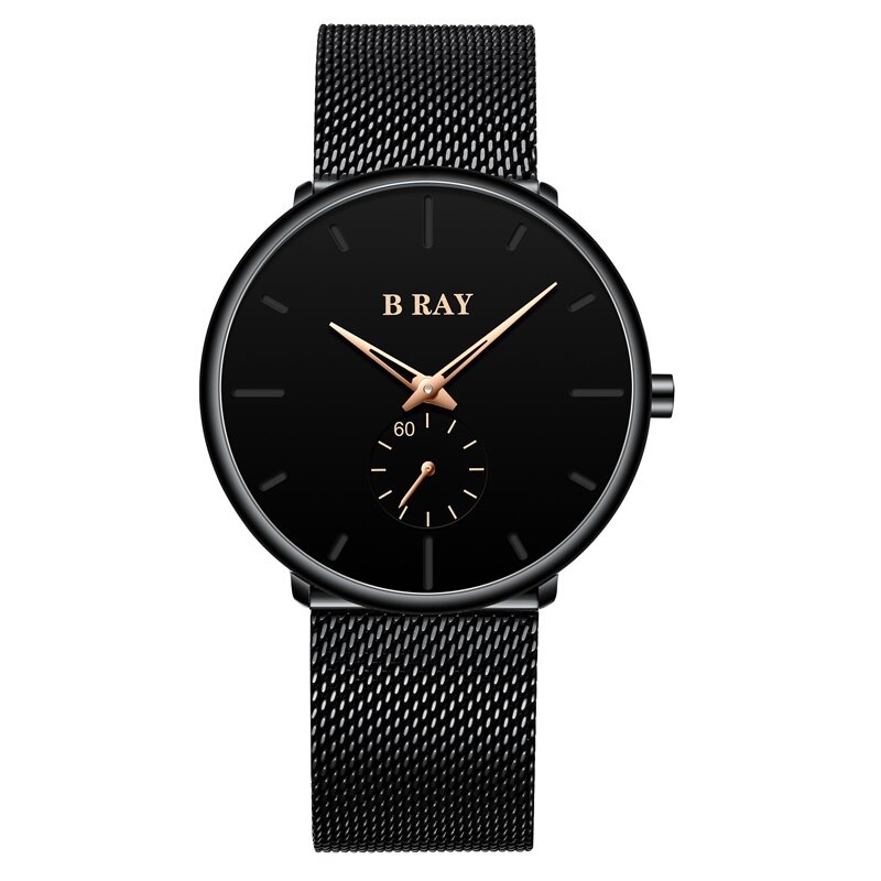 Мъжки часовник B Ray Mesh 9002, черен/бежов