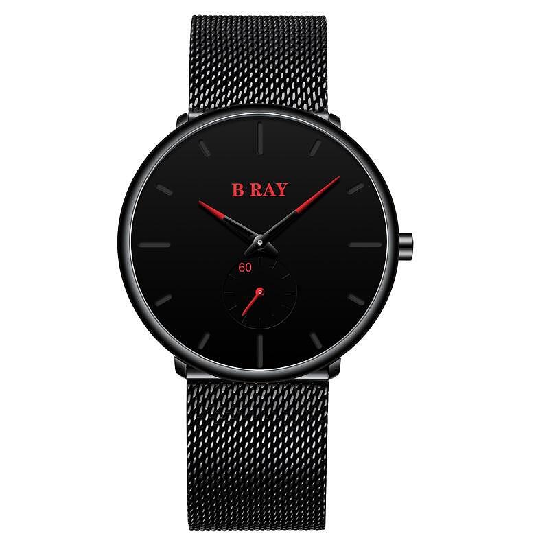 Мъжки часовник B Ray Mesh 9002, черен/червен