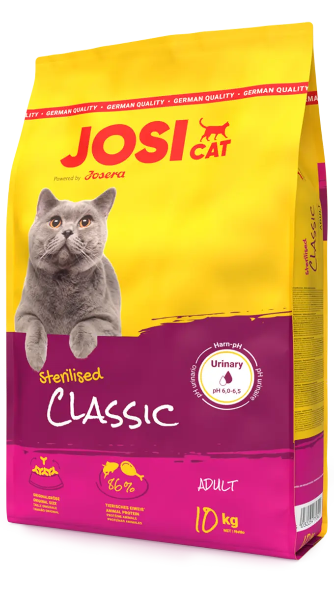 JosiCat Cat Classic Sterilised суха храна за кастрирани котки с пилешко и сьомга - 1,9 кг, 10 кг или 18 кг, 18 кг