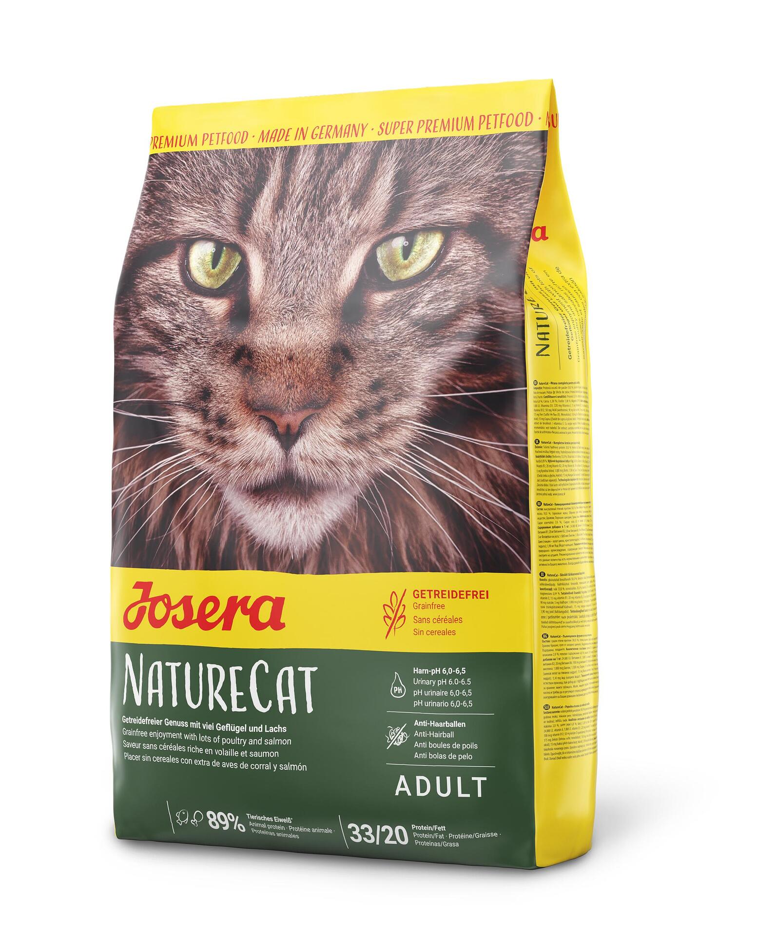 Josera Cat NatureCat Grainfree - храна за котки с пилешко и сьомга - 400 гр, 2 кг или 10 кг, 2 кг.
