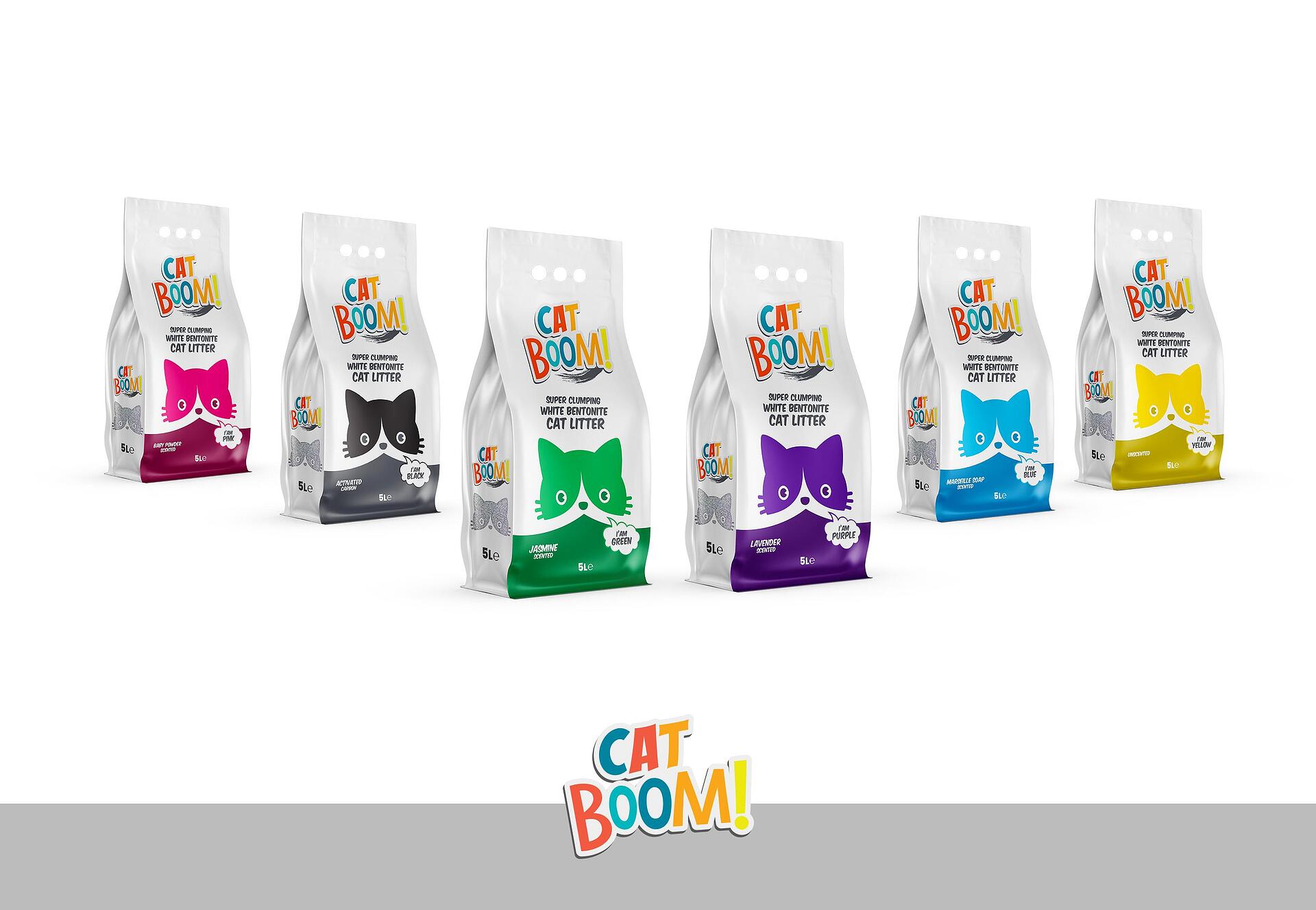 Бял бентонит CAT BOOM - натурален, лавандула, бебешка пудра, карбон или жасмин; 5 или 10 литра, Лавандула, 5 л.