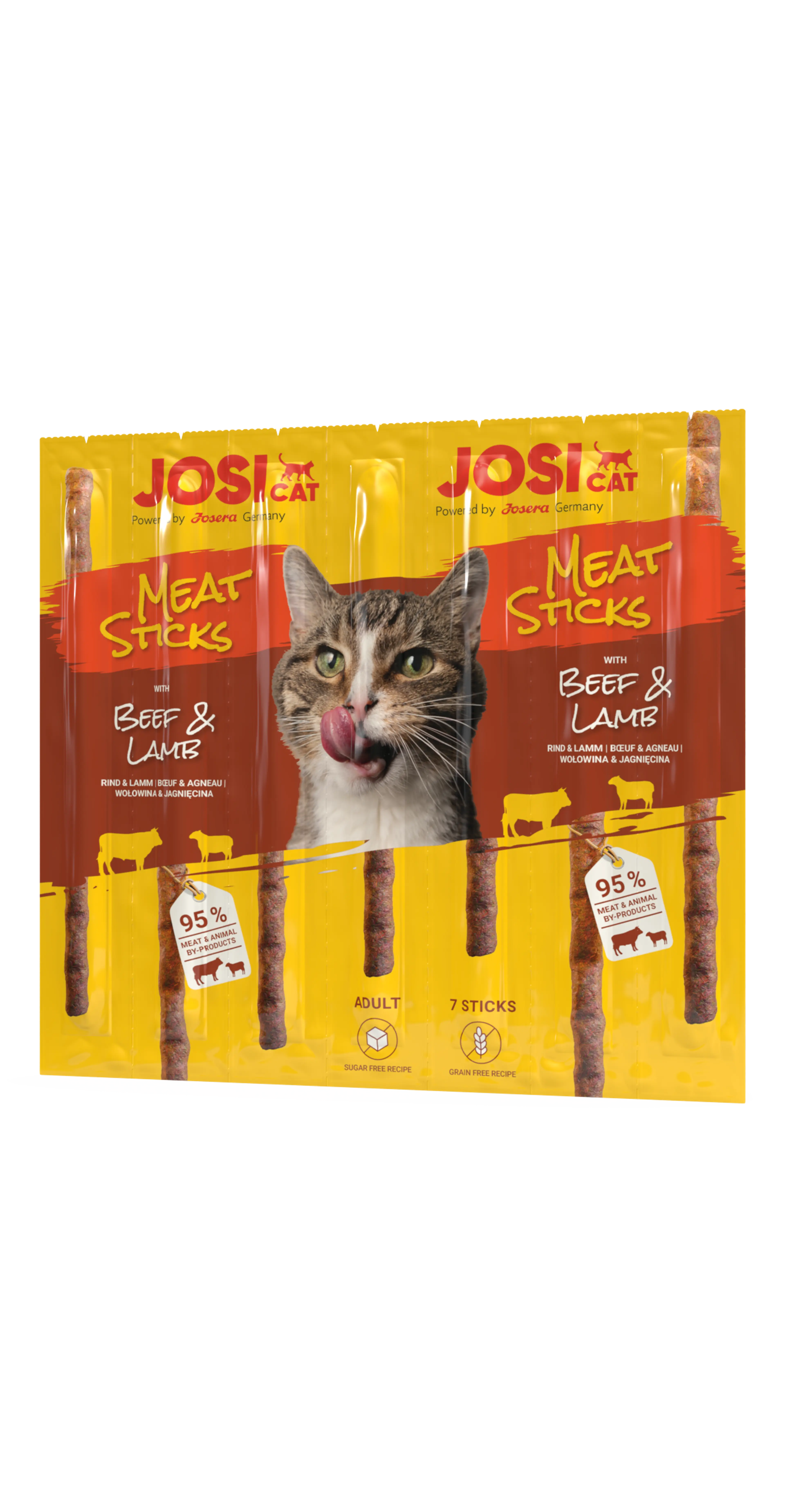 JosiCat Meat Sticks Beef & Lamb меки пръчици с говеждо и агнешко месо 7 бр / 35 гр