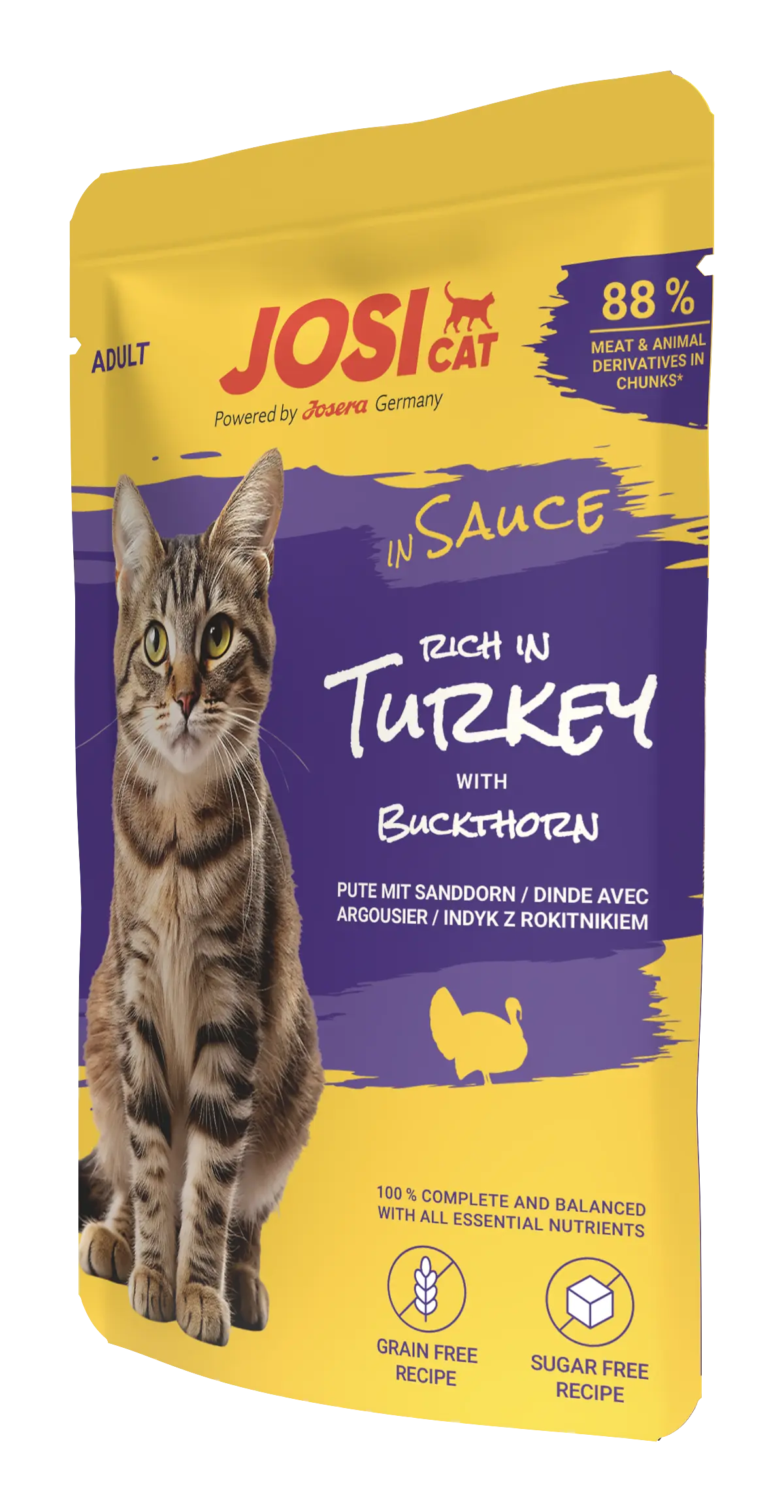 JosiCat Adult Rich in Turkey пауч пуешко със зърнастец в сос 85 гр
