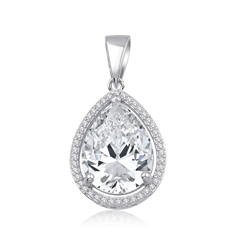 Сребърна висулка със създадени диаманти и 18кт позлата - Sky Diamond
