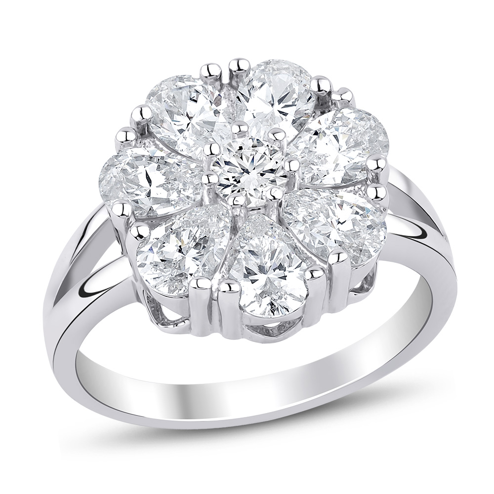 Сребърен пръстен със създадени диаманти и 18кт позлата - Sky Diamond