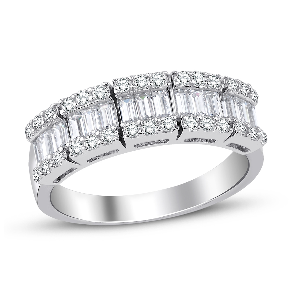 Сребърен пръстен със създадени диаманти и 18кт позлата - Sky Diamond