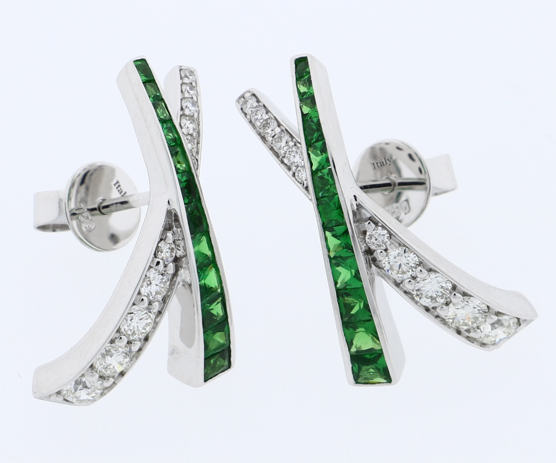 Златни обици с диаманти и цаворити - Goto Diamonds Collection