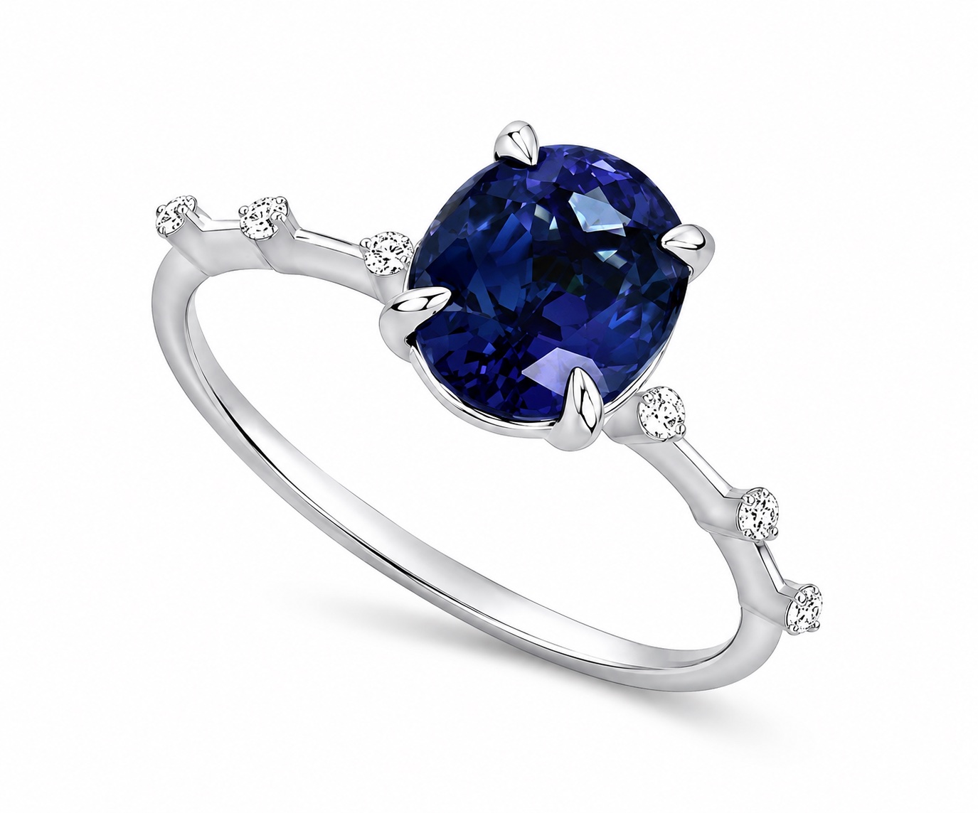 Златен пръстен с танзанит и диаманти - Goto Diamonds Collection