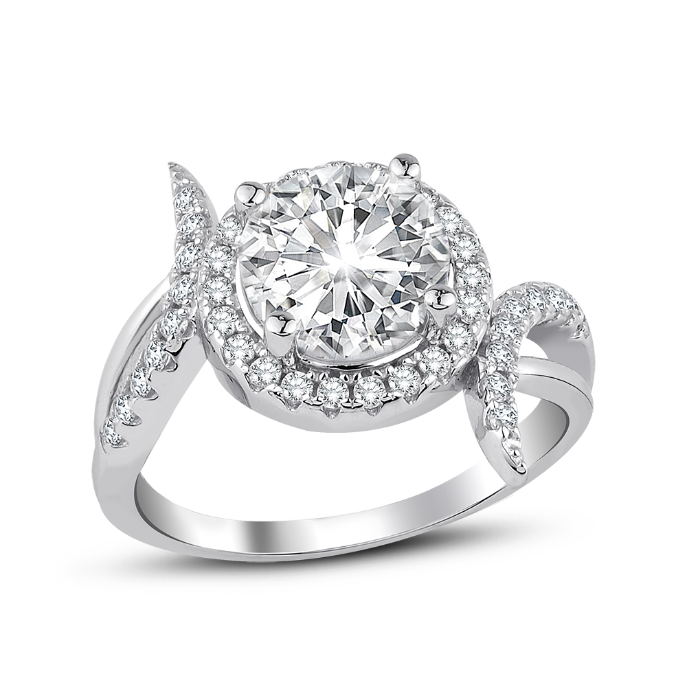 Сребърен пръстен със създадени диаманти - Skydiamond