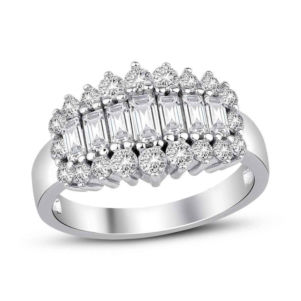 Сребърен пръстен със създадени диаманти - Skydiamond