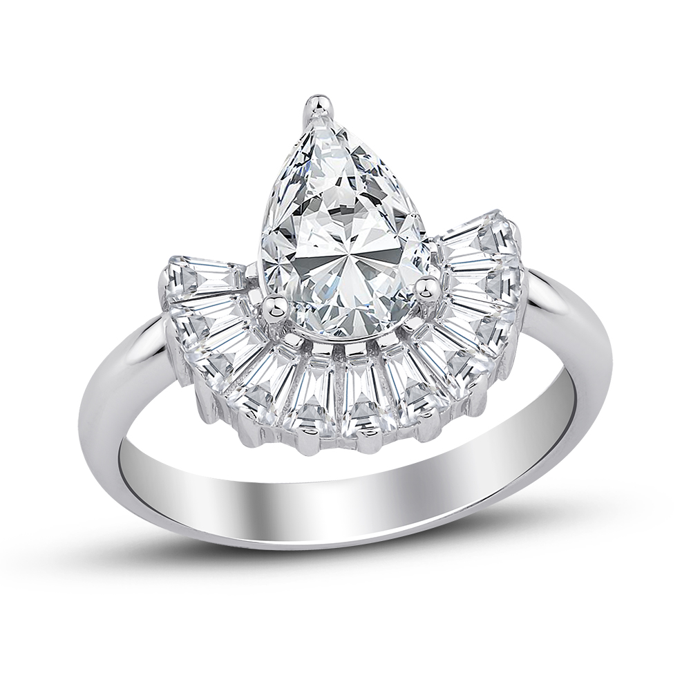 Сребърен пръстен със създадени диаманти - Skydiamond