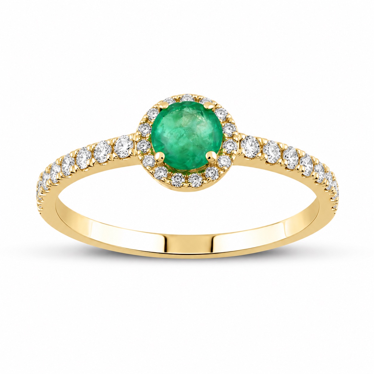 Златен пръстен със смарагд и диаманти - Goto Diamonds Collection