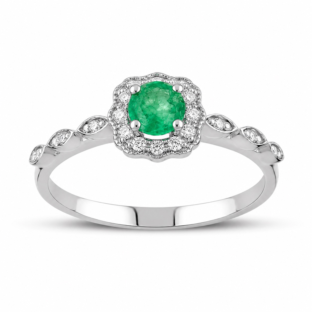Златен пръстен със смарагд и диаманти - Goto Diamonds Collection