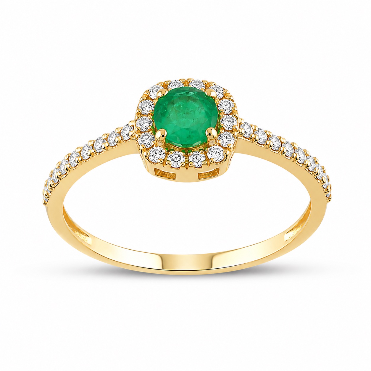 Златен пръстен със смарагд и диаманти - Goto Diamonds Collection
