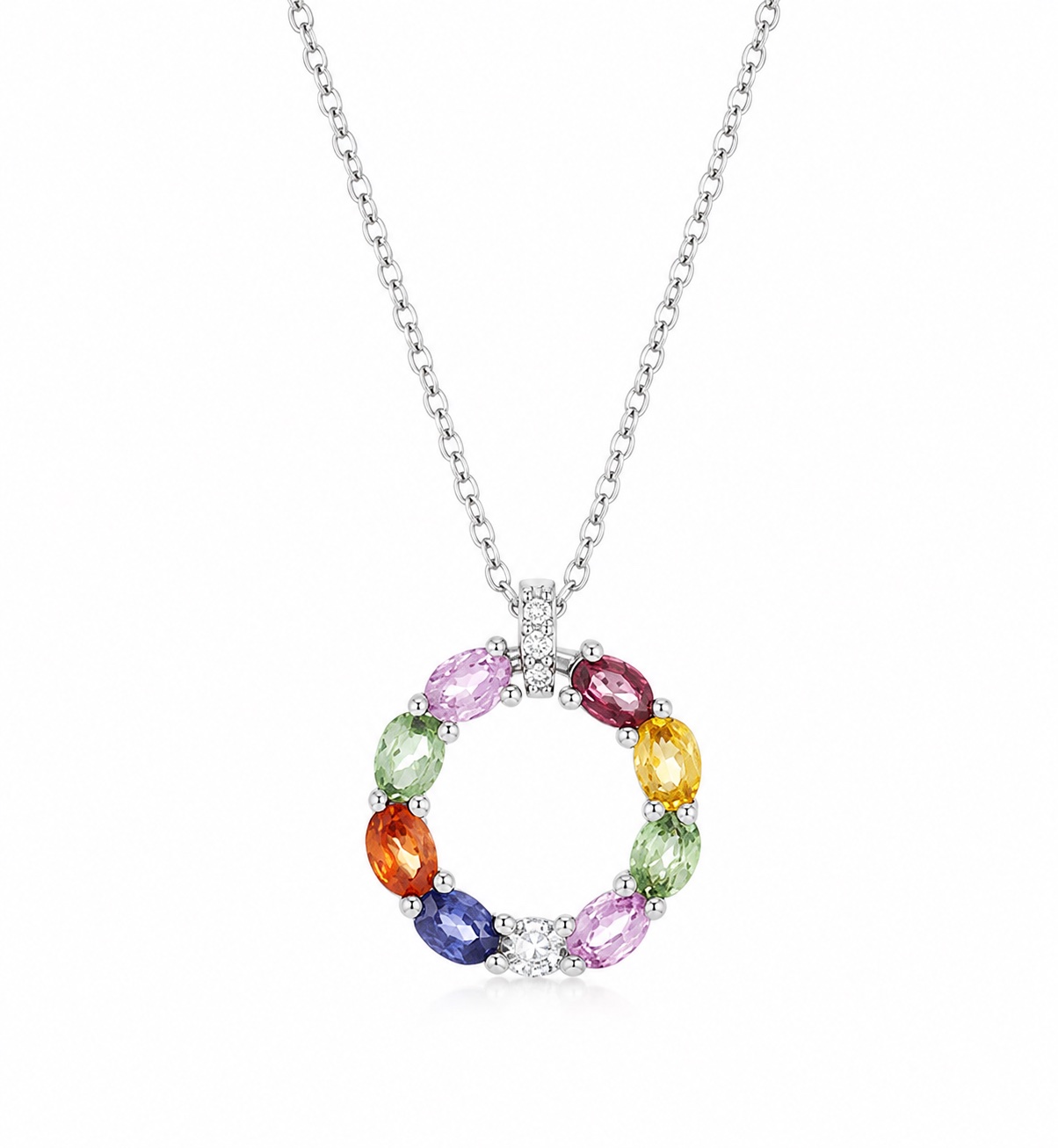 Златно колие с диаманти и цветни сапфири - Goto Diamonds Collection