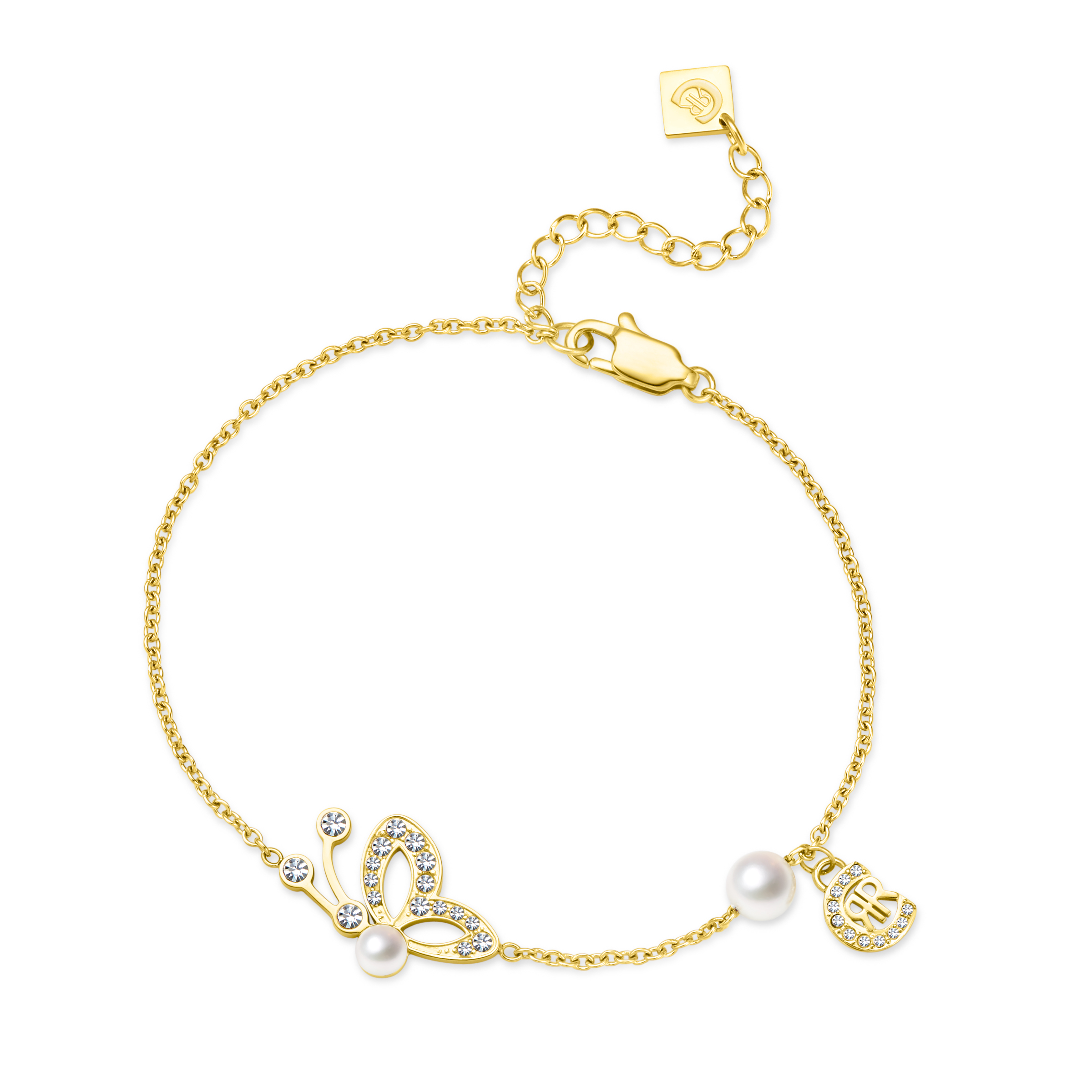 ДАМСКА ГРИВНА ОТ СТОМАНА, С ЦИРКОНИ И ПЕРЛА - CERRUTI JEWELLERY