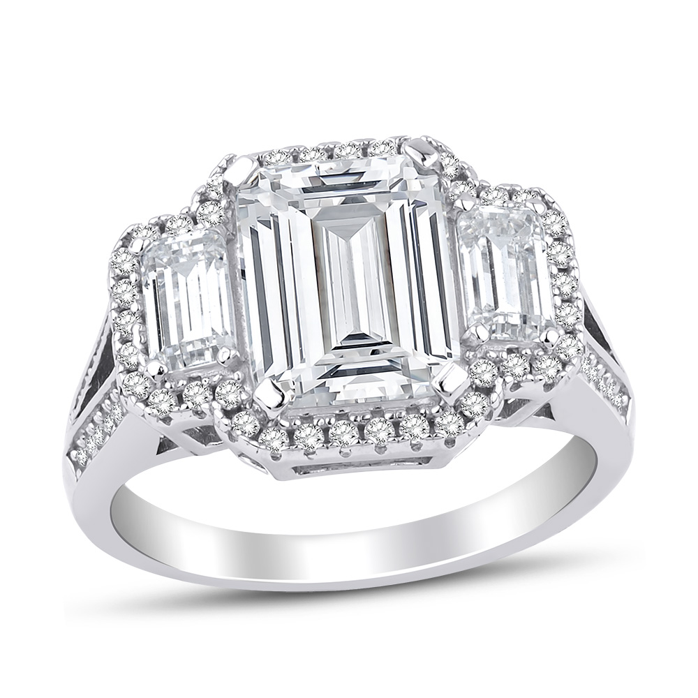 СРЕБЪРЕН ПРЪСТЕН СЪС СЪЗДАДЕНИ ДИАМАНТИ - SKY DIAMOND