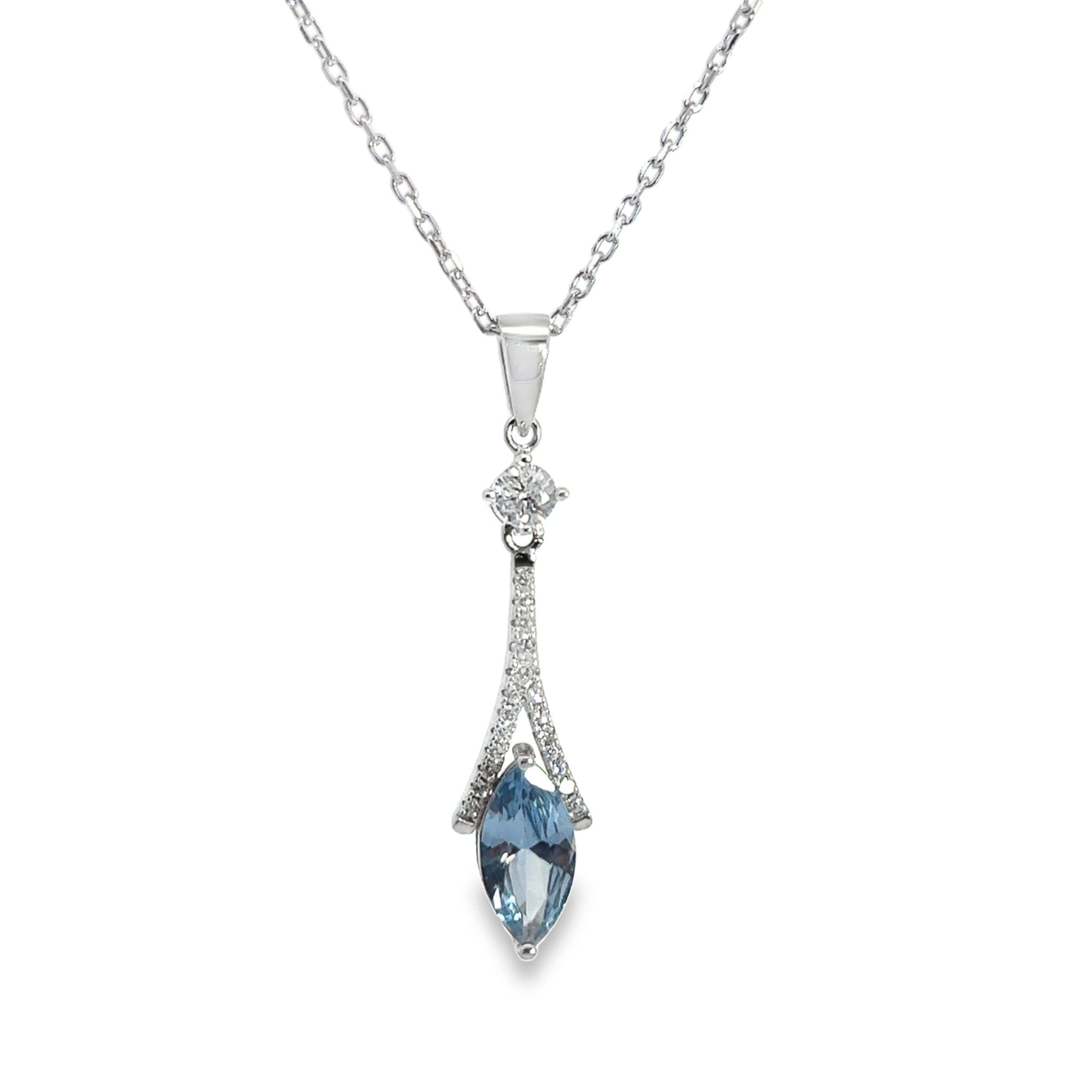 СРЕБЪРНО КОЛИЕ СЪС СЪЗДАДЕНИ ДИАМАНТИ И ТОПАЗ - SKY DIAMOND