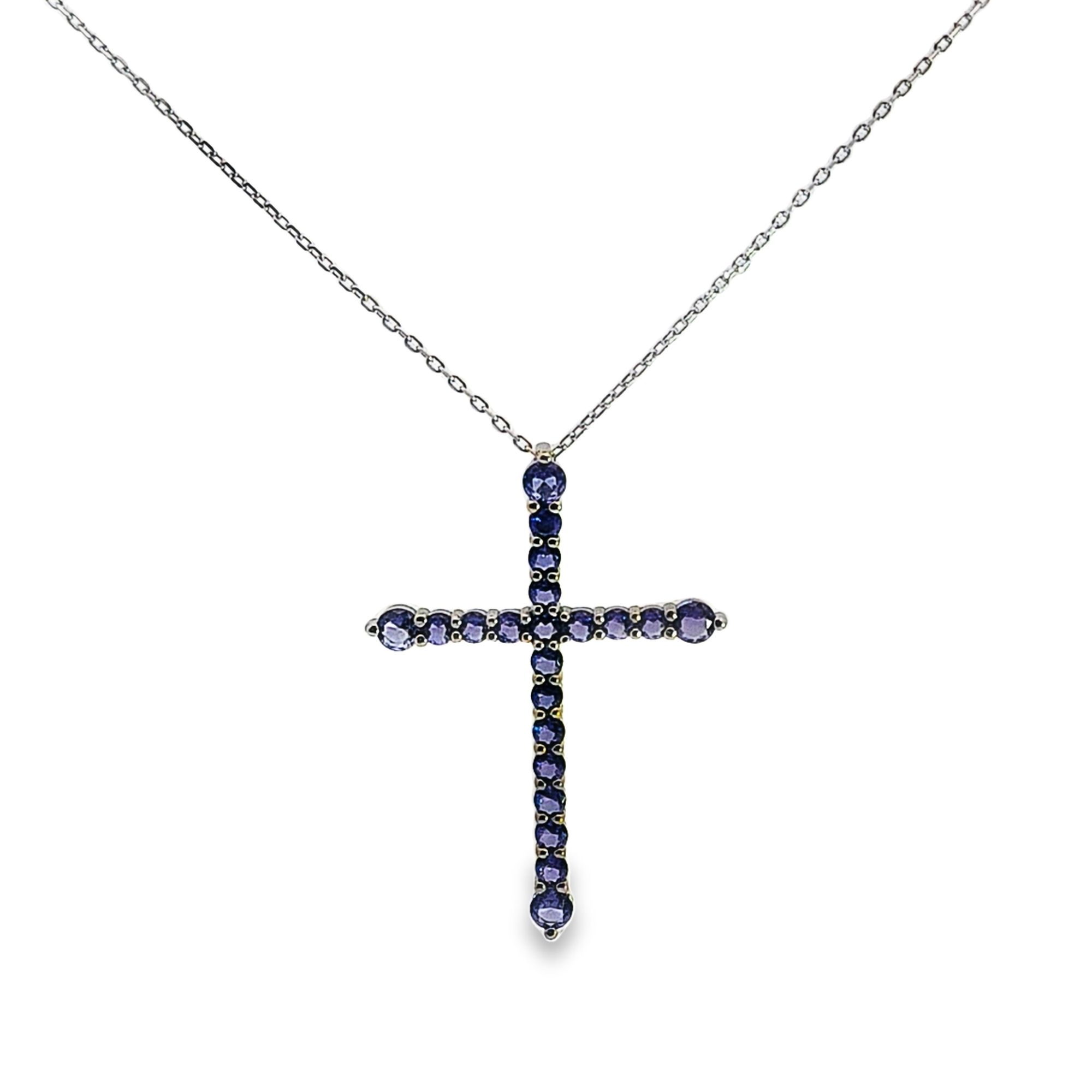 СРЕБЪРНО КОЛИЕ СЪС СЪЗДАДЕНИ САПФИРИ -SKYDIAMOND