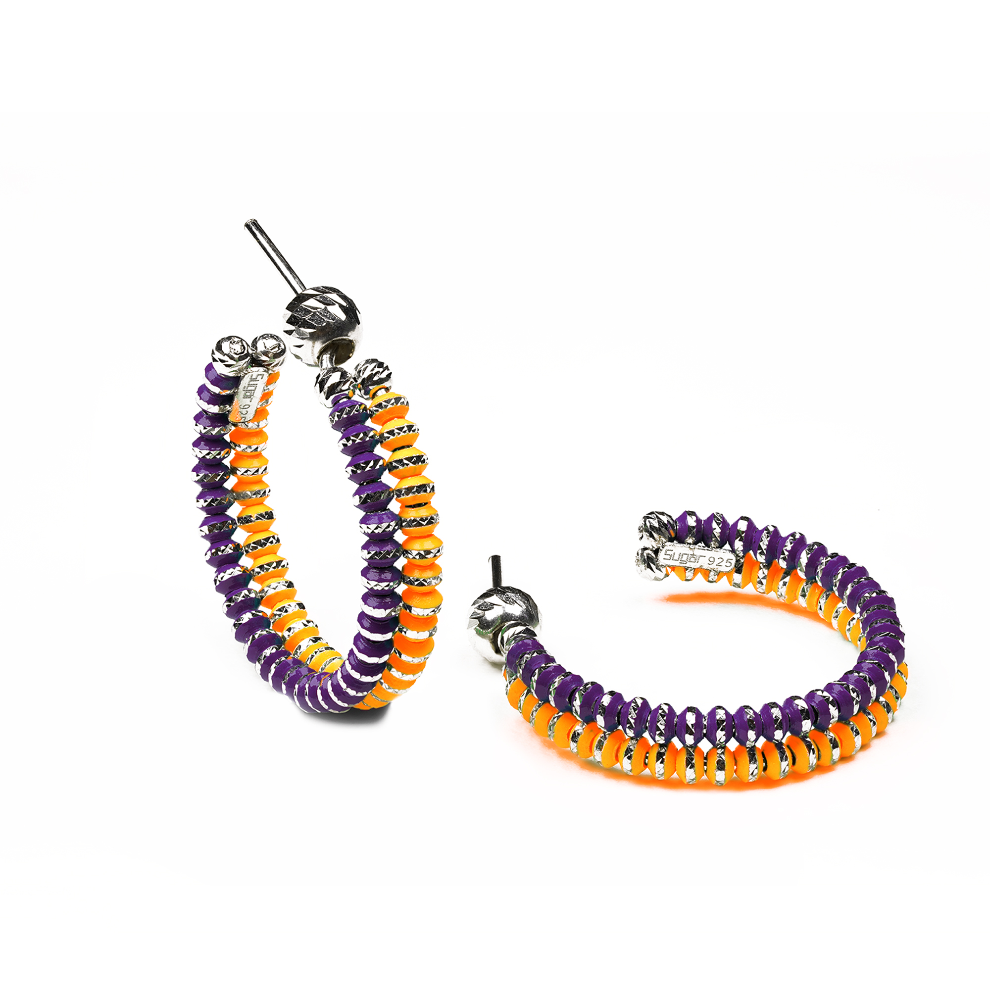 Сребърни обици с емайл - Sugar