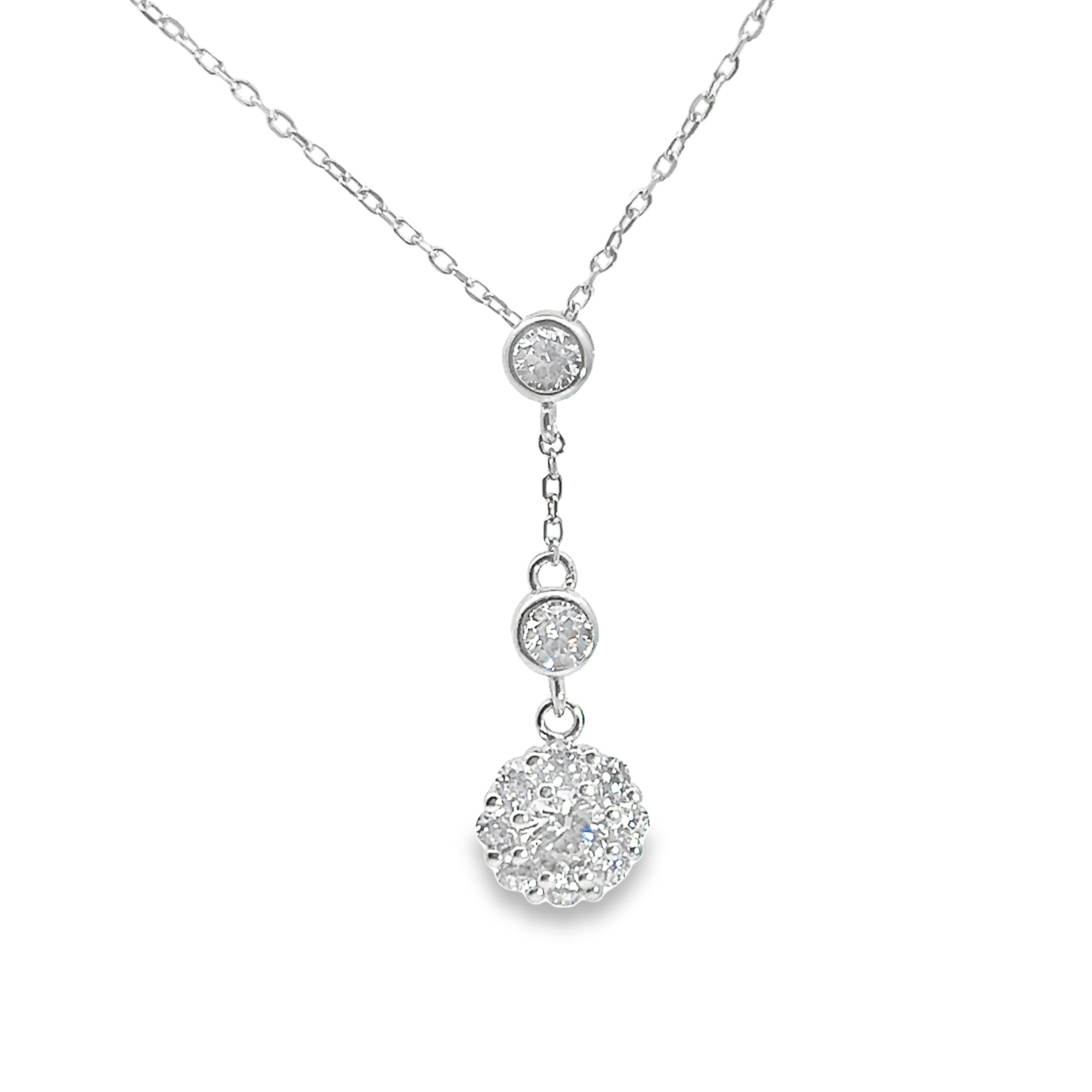 ДАМСКО СРЕБЪРНО КОЛИЕ СЪС СЪЗДАДЕНИ ДИАМАНТИ - SKY DIAMOND