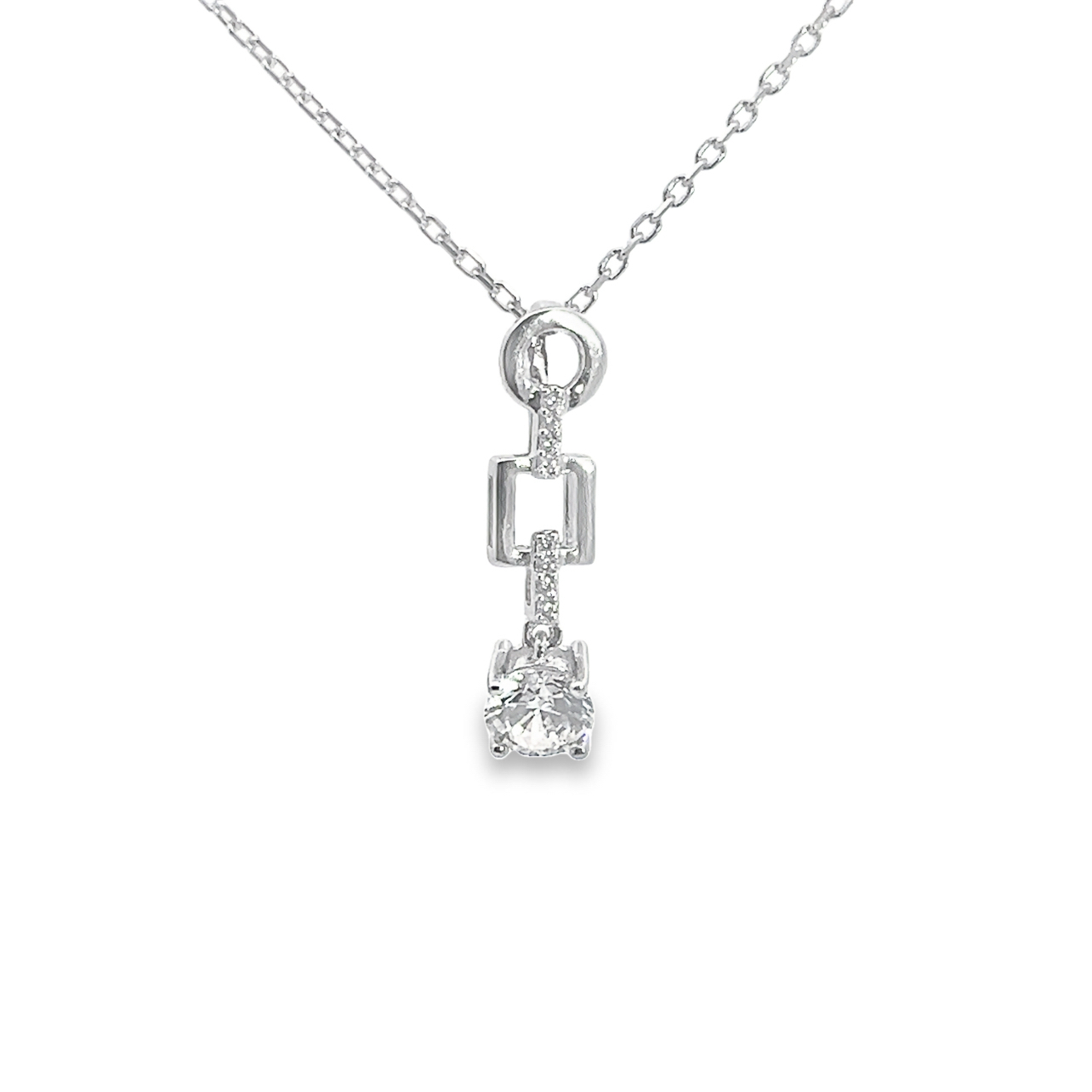 ДАМСКО СРЕБЪРНО КОЛИЕ СЪС СЪЗДАДЕНИ ДИАМАНТИ - SKY DIAMOND