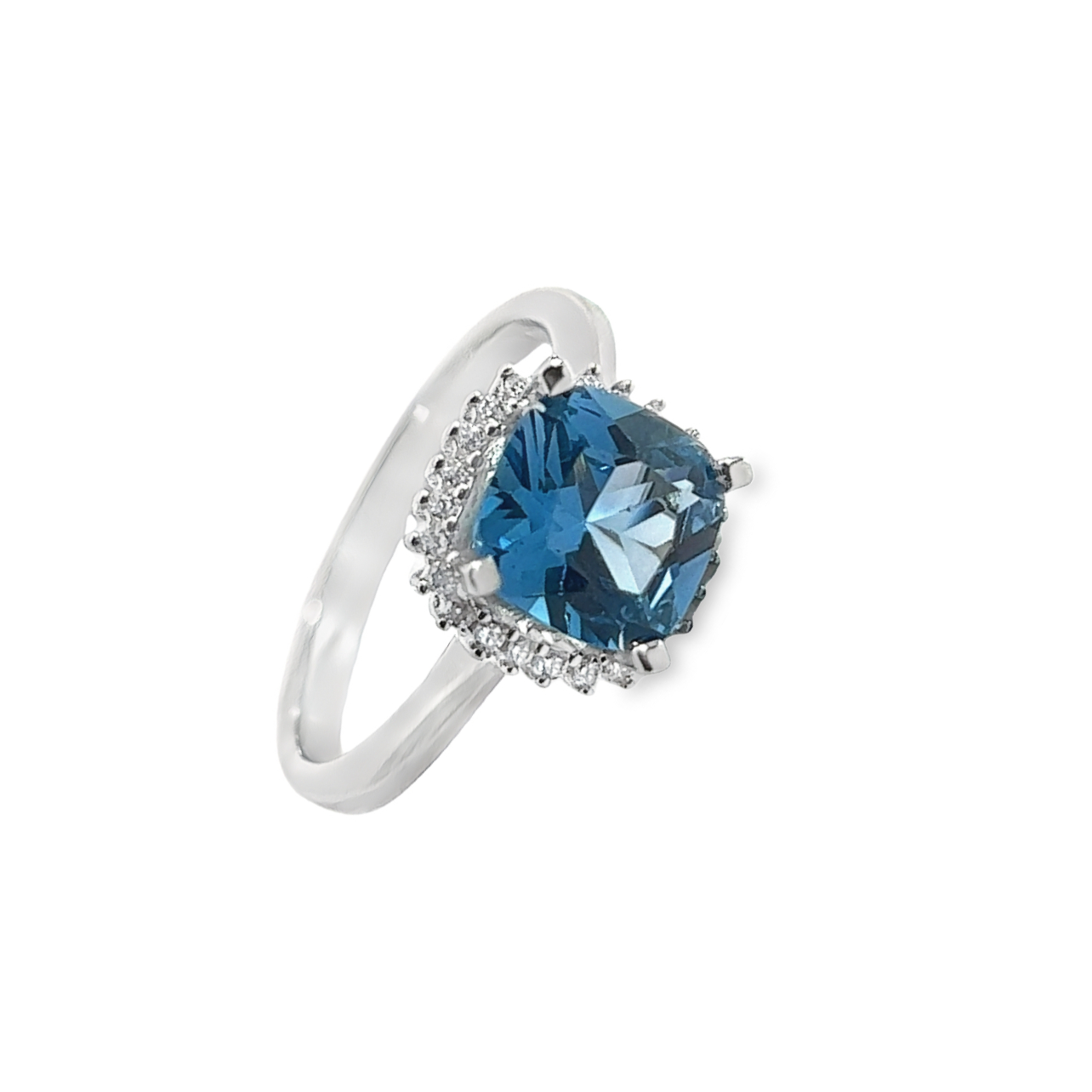 ДАМСКИ ПРЪСТЕН СЪС СЪЗДАДЕНИ ДИАМАНТИ И СКЪПОЦЕНЕН КАМЪК - SKY DIAMOND