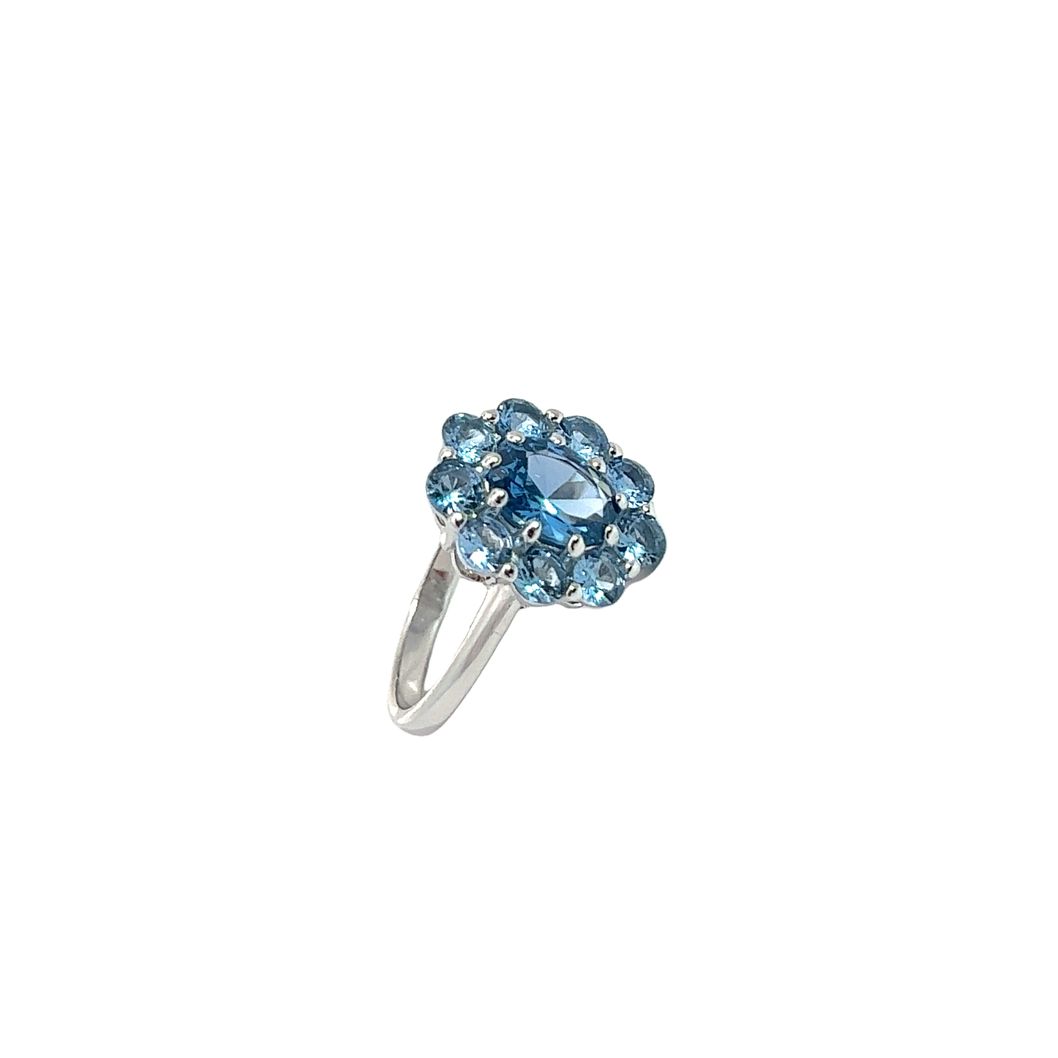 Сребърн пръстен със създадени скъпоценни камъни "SKYDIAMOND"