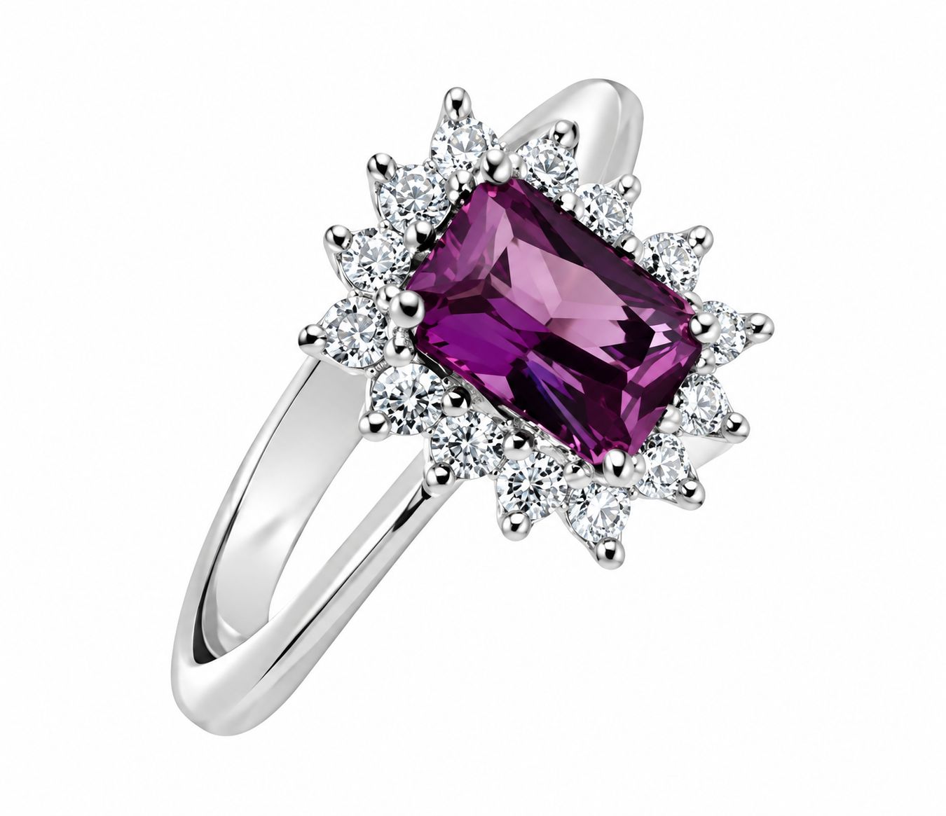 Сребърен пръстен със създадени диаманти и скъпоценни камъни "SKYDIAMOND"
