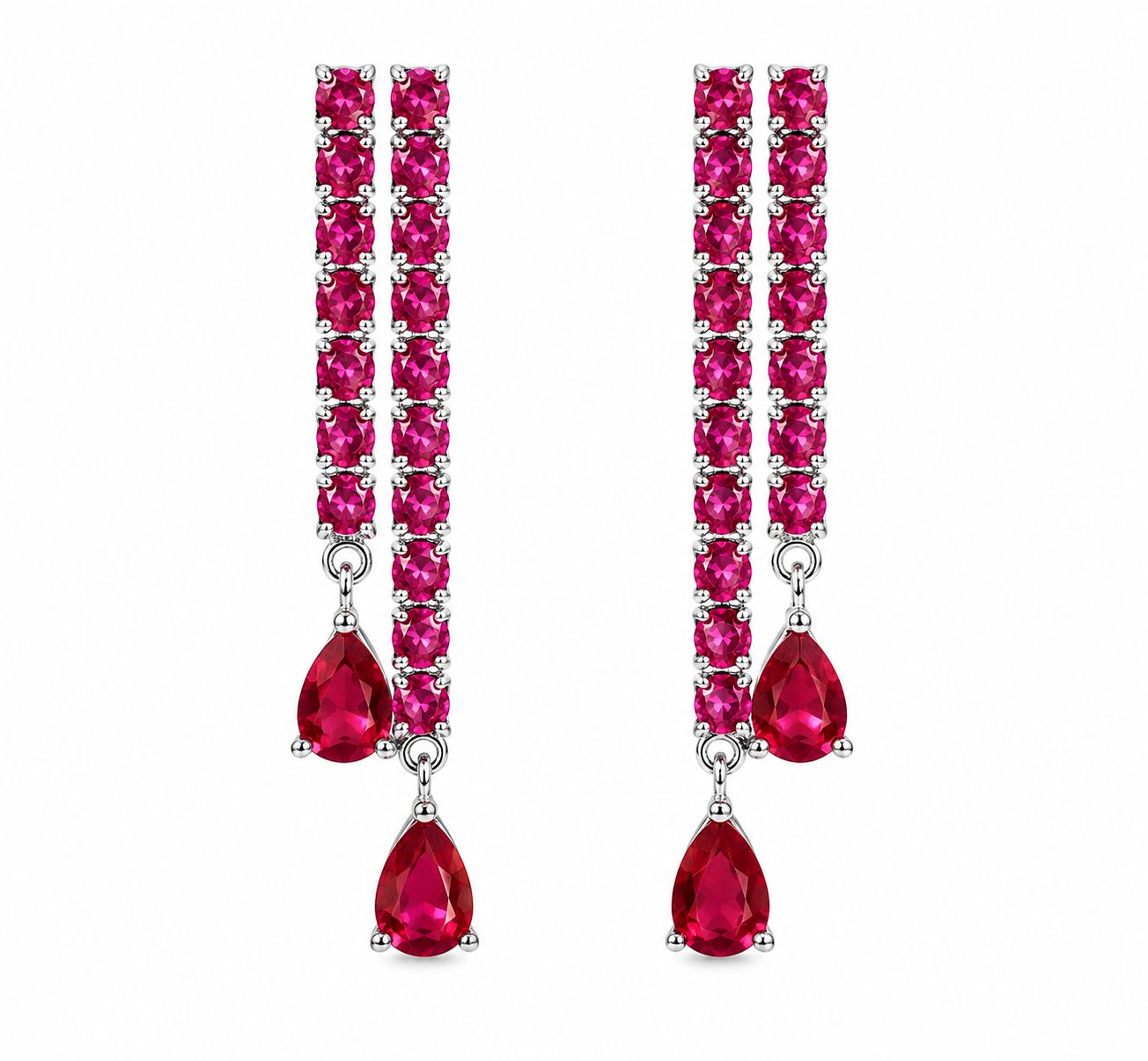 ОБИЦИ СЪС СЪЗДАДЕНИ РУБИНИ И 18К БЯЛА ПОЗЛАТА - SKY DIAMOND