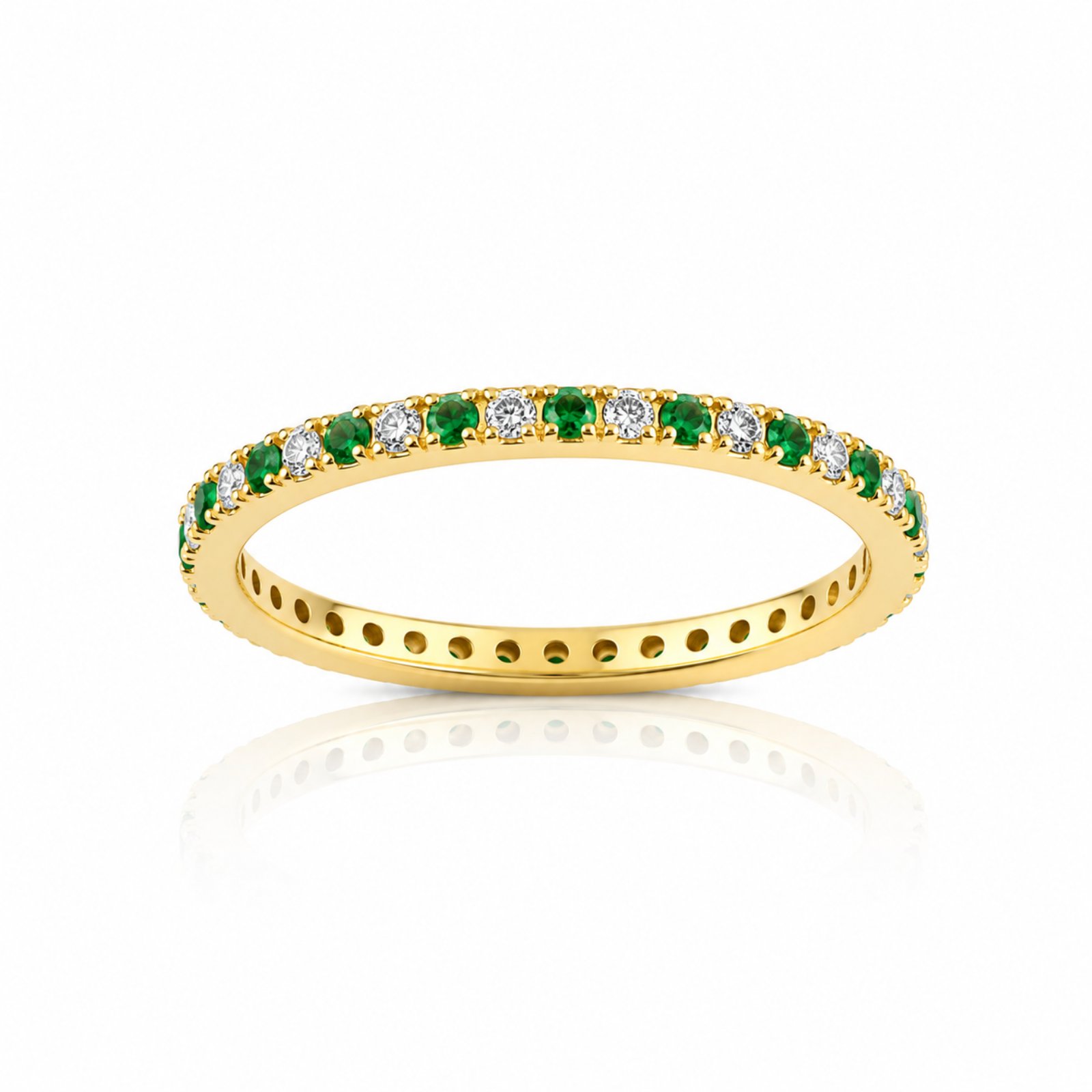 Златен пръстен с диаманти и смарагди - Goto Diamonds Collection