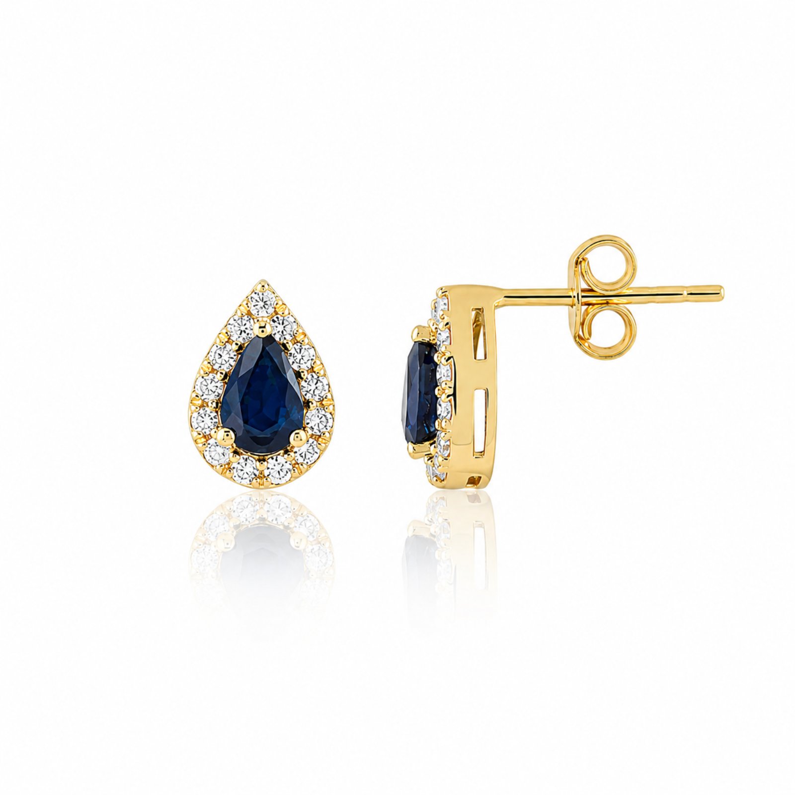 Златни обици с диаманти и сапфири - Goto Diamonds Collection