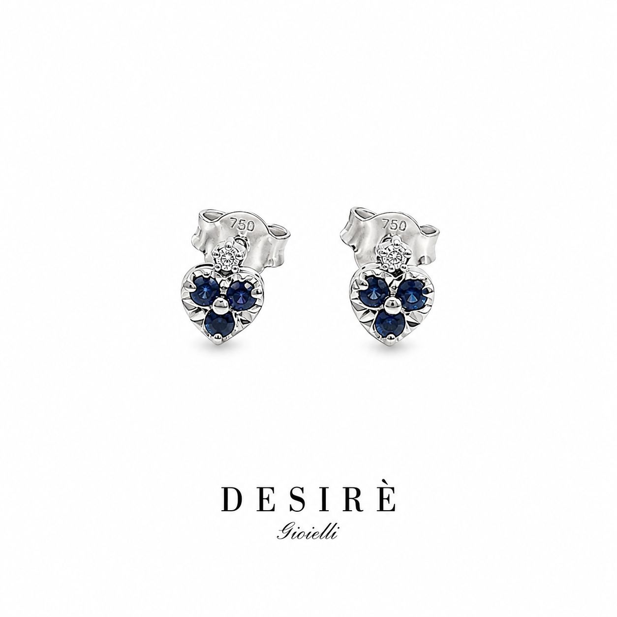 Дамски обици с диаманти и сапфир "DESIRE"