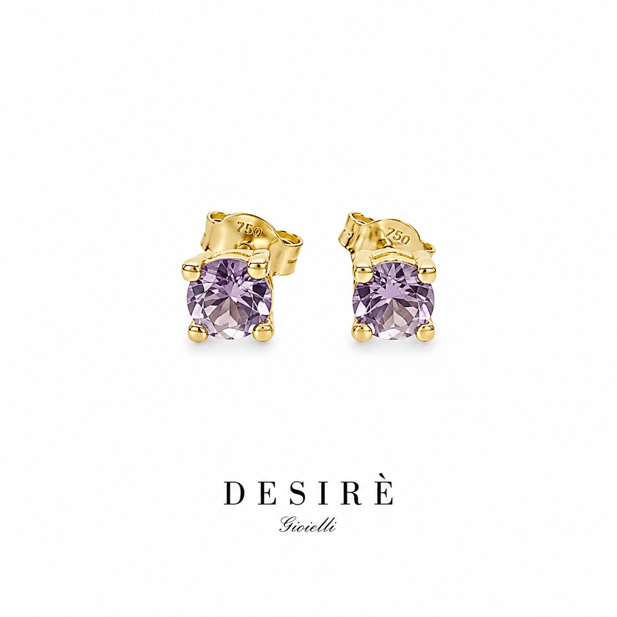 Златни обици с аметист "Desire"
