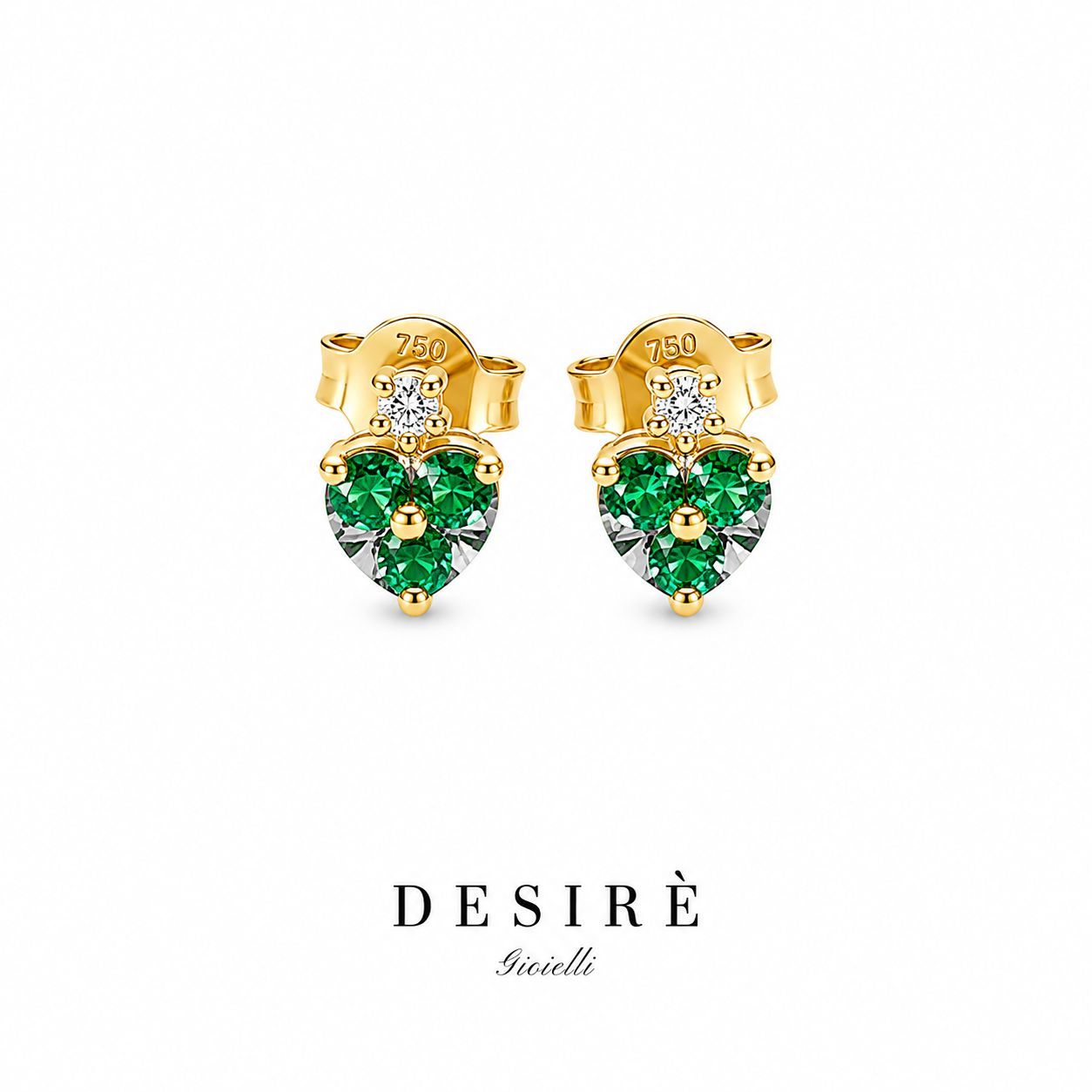 Златни обици с диаманти и смарагди "Desire"
