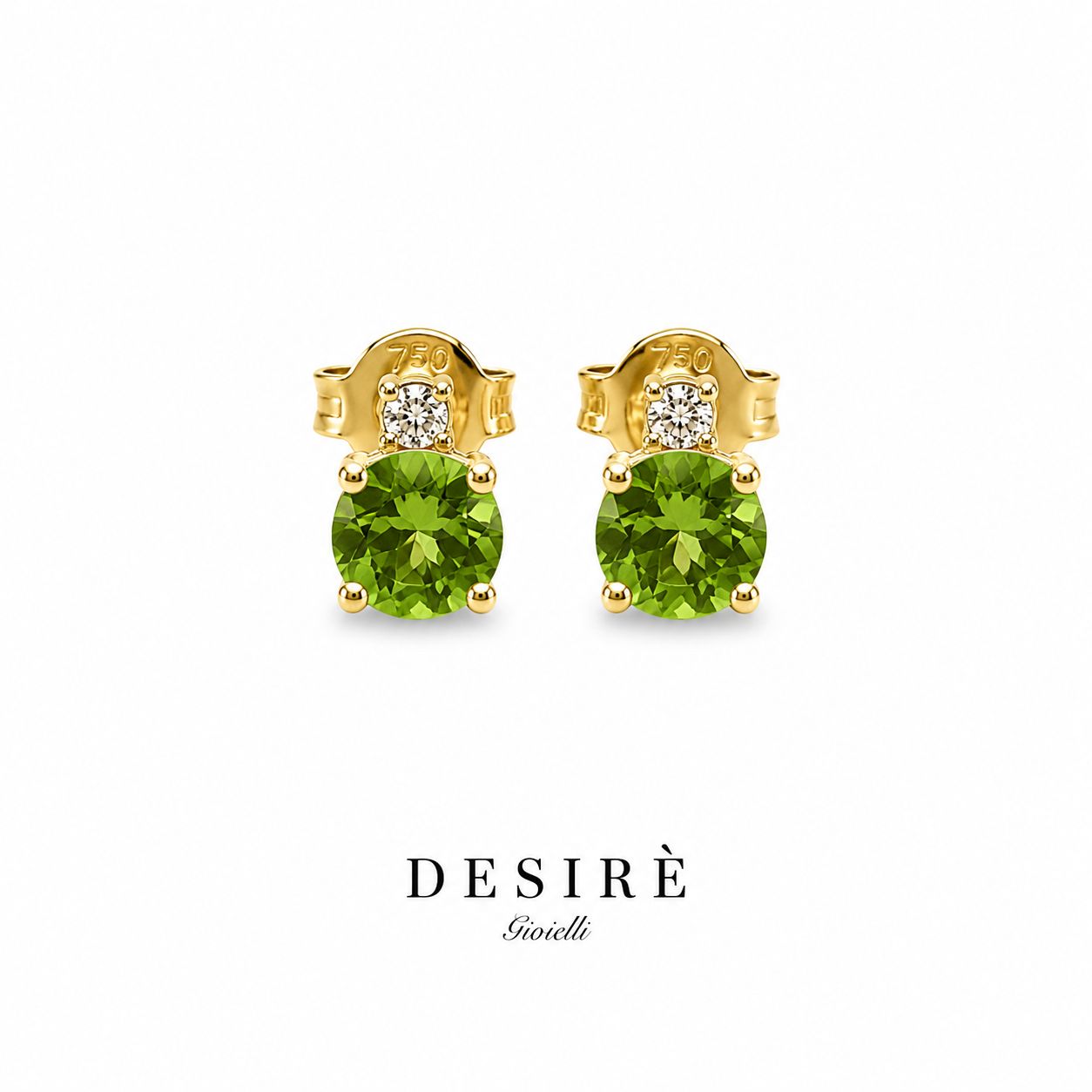 Златни обици с диаманти и перидот "Desire"