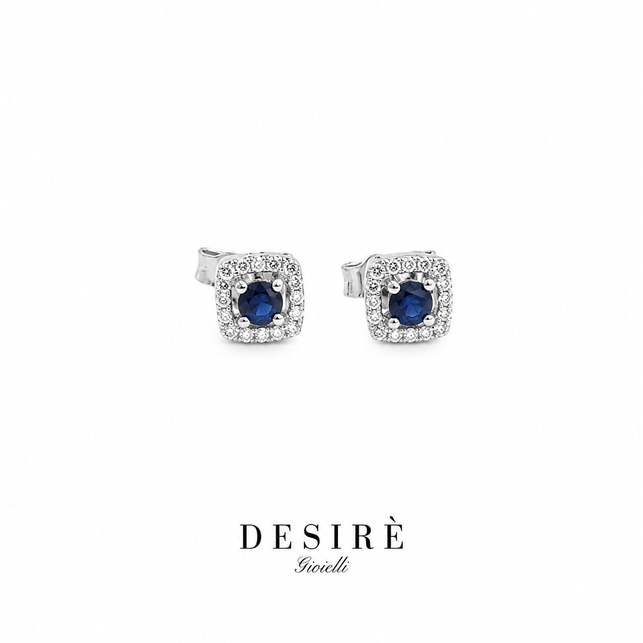Златни обици с диаманти и сапфири "Desire"