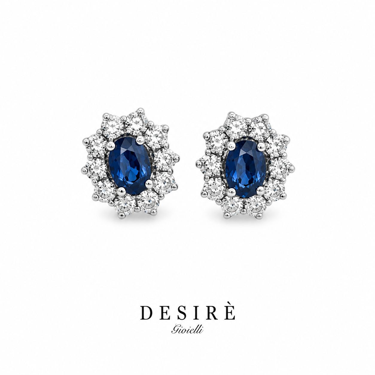 Златни обици с диаманти и сапфири "Desire"