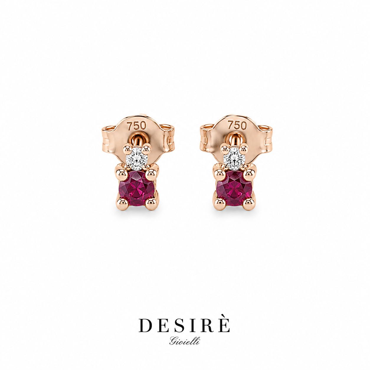 Златни обици с диаманти и рубини "DESIRE"